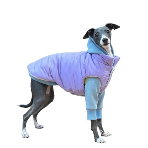 UOSIA Italienische Windhund-Daunenjacke Modische Rollkragen-Whippet-Weste mit Knöpfen Winddichte, leichte Jacke für mittelgroße bis große Hunde von UOSIA