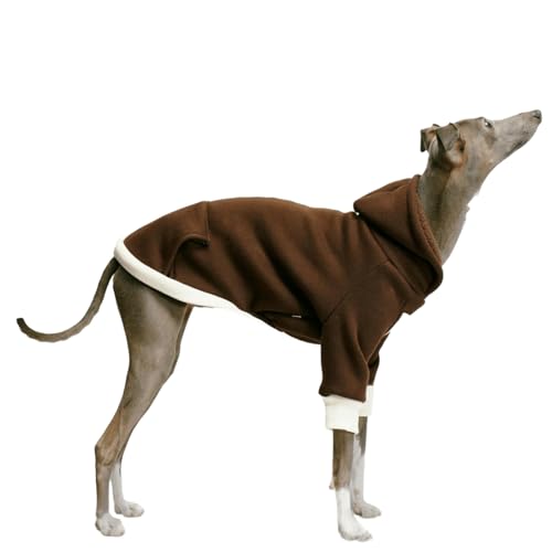 UOSIA Italienischer Greyhound Fleece Hund Hoodie Sweatshirt Weicher Plüsch Braun Leichtgewicht Winter Warm Zwei Beine Langärmeliger Pullover Whippet Onesie Shirts Mantel Für Kleine Mittlere von UOSIA