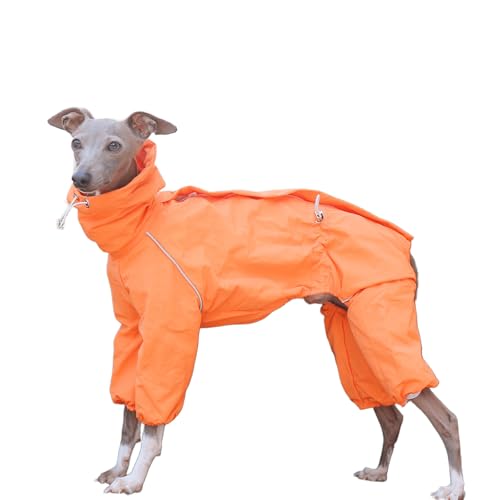 UOSIA Italienischer Windhund-Regenmantel mit Rollkragen verstellbaren 4 Beinen Whippet-Mantel mit reflektierendem Streifen Reißverschluss Winddichte Kleidung für mittelgroße Hunde von UOSIA