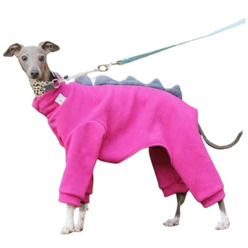 UOSIA Italienischer Windhund & Whippet Fleece Dinosaurier Kostüm Strampler Weicher Warmer Vierbeiner mit Langen Ärmeln Rollkragenpullover Hundemantel Outfit Jumpusuit Geeignet für kaltes Wetter von UOSIA