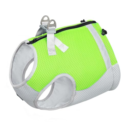 UOSIA Kleine Hunde Kühlung Weste Gurt Mit D-Ring & Reißverschluss Verstellbar Reflektierend No-Pull Hunde Gurt Sofortkühlung Welpen Weste Für Outdoor Jagd Training Camping von UOSIA