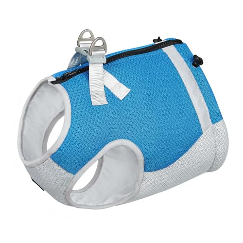 UOSIA Kleine Hunde Kühlung Weste Gurt Mit D-Ring & Reißverschluss Verstellbar Reflektierend No-Pull Hunde Gurt Sofortkühlung Welpen Weste Für Outdoor Jagd Training Camping von UOSIA