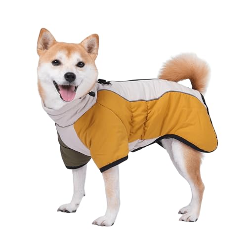 UOSIA Kleine Hundejacke, Farbiger Patchwork-Hundemantel mit D-Ringen, verstellbare reflektierende Fleeceweste für Haustiere, Reißverschluss, Mäntel für kaltes Wetter von UOSIA