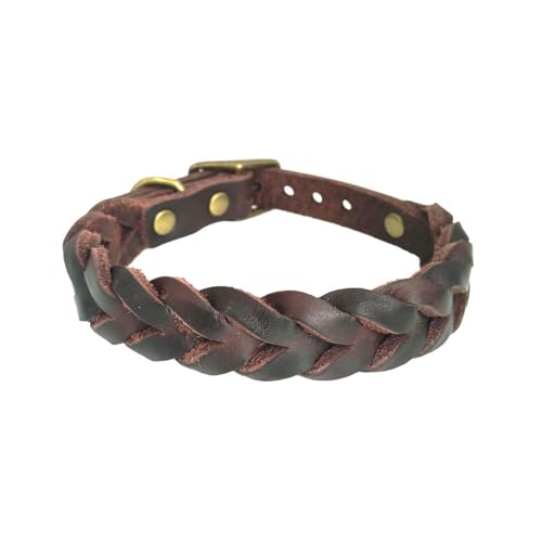 UOSIA Leder Handgewebtes Hundehalsband – Modisch.Niedlich, Handgewebt Mit Metall D-Ring, Für Jungen Mädchen Medium Bis Große Hunde von UOSIA