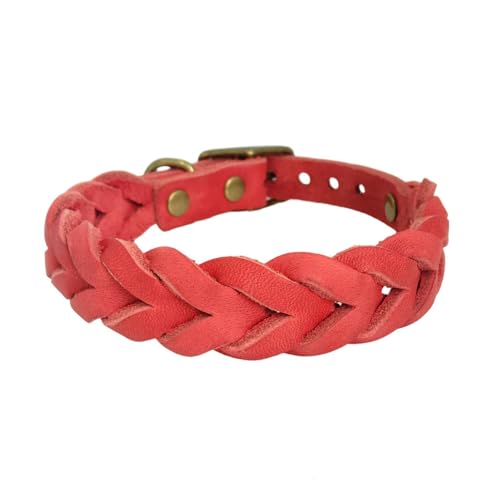 UOSIA Leder Handgewebtes Hundehalsband – Modisch.Niedlich, Handgewebt Mit Metall D-Ring, Für Jungen Mädchen Medium Bis Große Hunde von UOSIA