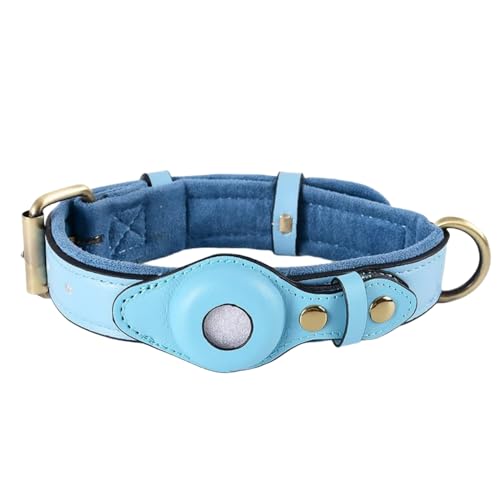 UOSIA Leder Hunde Kragen Mit Airtag Halter - Verstellbares Design, Weiches Innere, Airtag Hunde Kragen Mit Metallschnalle Für Haustier Tracking von UOSIA
