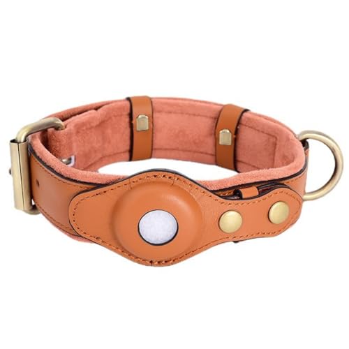 UOSIA Leder Hunde Kragen Mit Airtag Halter - Verstellbares Design, Weiches Innere, Airtag Hunde Kragen Mit Metallschnalle Für Haustier Tracking von UOSIA