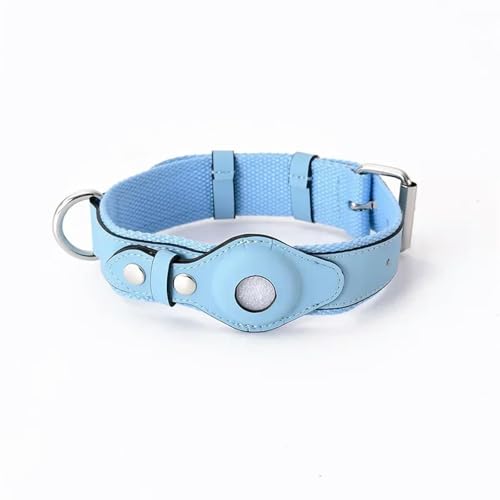 UOSIA Leder Hundehalsband Mit Airtag Halter – Äußere PU-Innenfutter Aus Nylon, Sichere Und Bequeme Verstellbare Pet Tracker Halsband von UOSIA