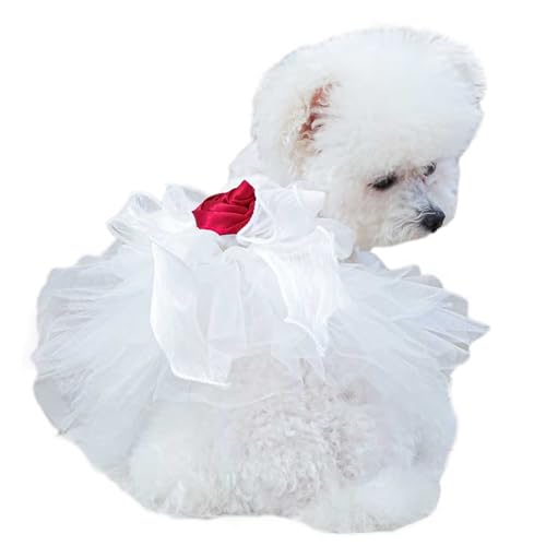 UOSIA Luxus Rosenhundkleid Welpe Tutu Rock Hund Blume Mädchen Hochzeitskleid Süßes Hund Prinzessin Kleider Für Kleine Hunde Blumenweste Kleid Sommer Haustierkleidung Für Urlaubs Geburtstagsfeier von UOSIA