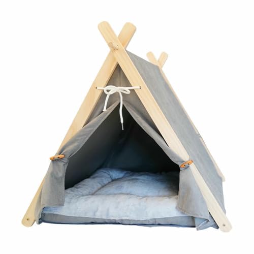 UOSIA Massivholz Katze Indoor-Zelt mit dicken Matte Haustier Zelt Bett für mittlere und kleine Hunde, Indoor-Hundehaus UOSIA Massivholz Katze Indoor-Zelt mit dicken Matte Haustier Zelt Bett für mittlere und kleine Hunde, Indoor-Hundehaus von UOSIA