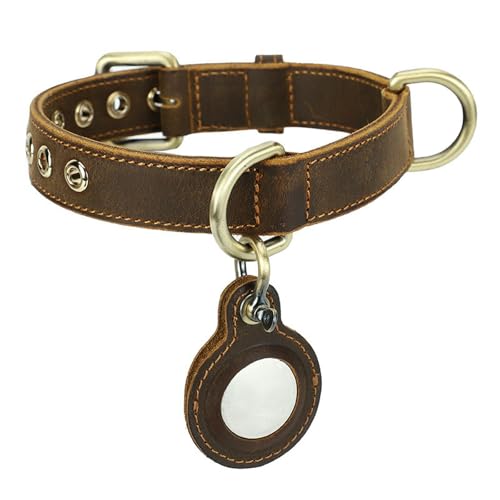 UOSIA Mode Doppelschicht Leder Hundehalsband Mit Halter, Weiche Halsband Langlebig, Justierbare Heavy Duty Haustier Halsband Mit Zink Legierung D-Ring Für Große Mittlere Hunde von UOSIA