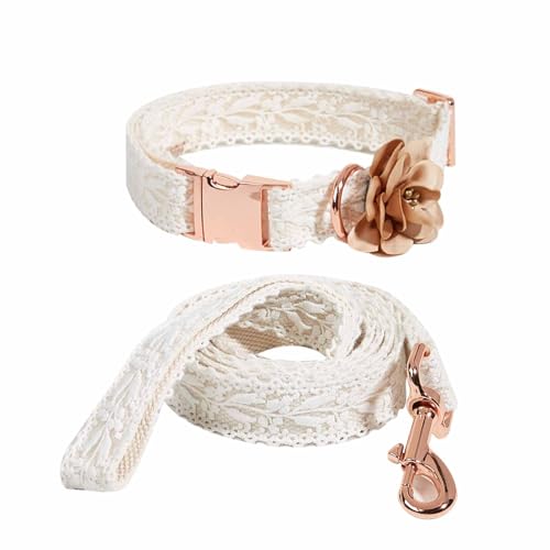 Hundehalsband und Leine, Set für große Hunde, einzigartiges, weiches Leder, Hochzeitshalsband mit Blume, stilvoll, rotgold, robuste Metallschnalle, Leine und Halsband für Hunde, Geburtstag, Hundehalsband und Leine, Set für große Hunde, einzigartiges, weiches Leder, Hochzeitshalsband mit Blume, stilvoll, rotgold, robuste Metallschnalle, Leine und Halsband für Hunde, Geburtstag, von UOSIA