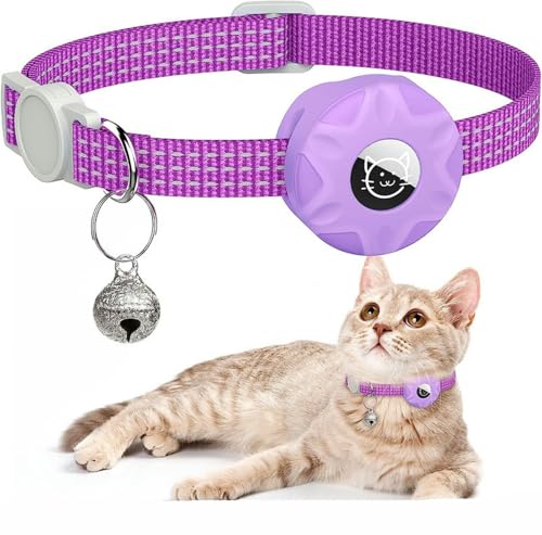 UOSIA Nylon -Katzenkragen Mit Silikonlufttag Halter - Einstellbarer, Leichtgewichtiger Kätzchenkragen Mit Reflektierenden Streifen Und Glocke Für Mädchen -Jungen Katzen Welpe von UOSIA