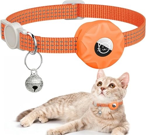 UOSIA Nylon -Katzenkragen Mit Silikonlufttag Halter - Einstellbarer, Leichtgewichtiger Kätzchenkragen Mit Reflektierenden Streifen Und Glocke Für Mädchen -Jungen Katzen Welpe von UOSIA