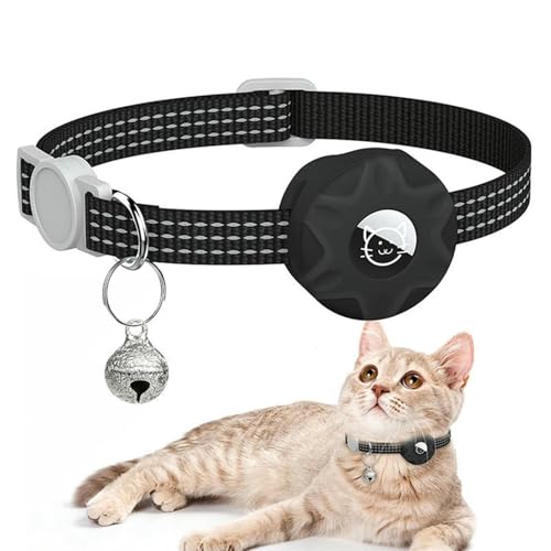 UOSIA Nylon -Katzenkragen Mit Silikonlufttag Halter - Einstellbarer, Leichtgewichtiger Kätzchenkragen Mit Reflektierenden Streifen Und Glocke Für Mädchen -Jungen Katzen Welpe von UOSIA
