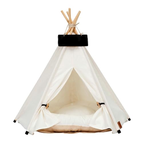 UOSIA Pet Teepee Zelt Haus für Hunde Welpe Katze Bett weiß Segeltuch Hund niedlich Haus waschbar Pet Teepee mit Kissen UOSIA Pet Teepee Zelt Haus für Hunde Welpe Katze Bett weiß Segeltuch Hund niedlich Haus waschbar Pet Teepee mit Kissen von UOSIA