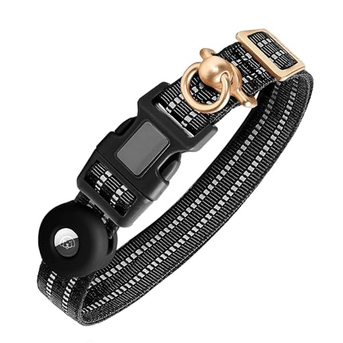 UOSIA Reflektierendes AirTag Hundehalsband Mit Silikon AirTag Halter Für Mittlere Große Hunde, Verstellbares Haustier Halsband Mit Heavy Duty D Ring Tangle Free von UOSIA