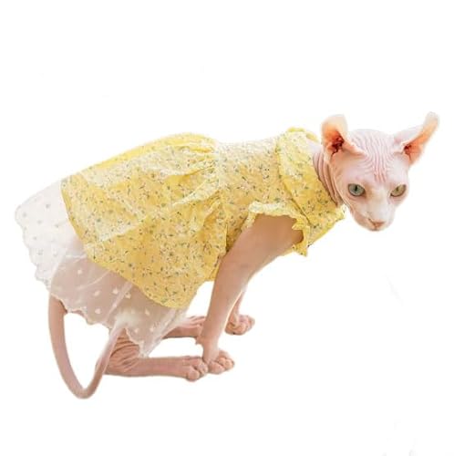 UOSIA Sommer Blumenkatze Kleid Süße Spitzen Haarlose Katzen Prinzessin Kleid Fashion Kätzchen Rock Für Sphynx Cornish Rex, Devon Rex, Peterbald von UOSIA