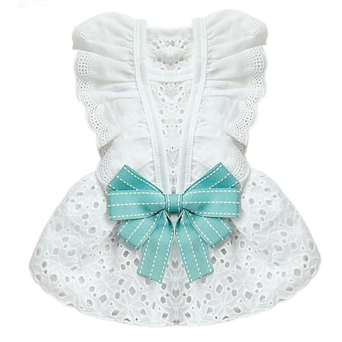UOSIA Sommerhundprinzessin Kleid Mit Bowknot Weicher Mesh Welpenrock Süße Spitzenkatze -Outfit Für Geburtstagsfeier Hochzeit von UOSIA