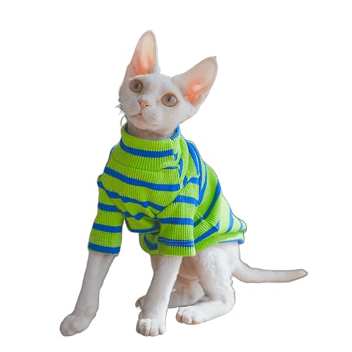 UOSIA Sphynx Haarlose Katzen Shirt Grün Streifen Langarm Pullover Haustier Kleidung Pyjamas Süße Atmungsaktive Katze Schildkröte Hals Haustier Kleidung Kätzchen T-Shirts UOSIA Sphynx Haarlose Katzen Shirt Grün Streifen Langarm Pullover Haustier Kleidung Pyjamas Süße Atmungsaktive Katze Schildkröte Hals Haustier Kleidung Kätzchen T-Shirts von UOSIA