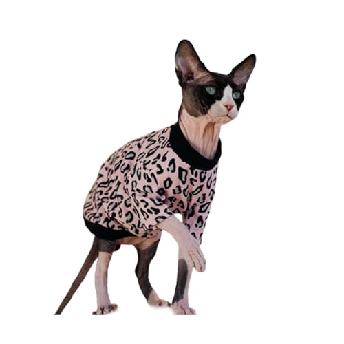 UOSIA Sphynx Katze Shirt Baumwolle Leopard Haarlose Kleidung Atmungsaktiver Runder Kragen Katze Tägliche Trage Warme Langärmelige Pullover Haustier Kleidung von UOSIA