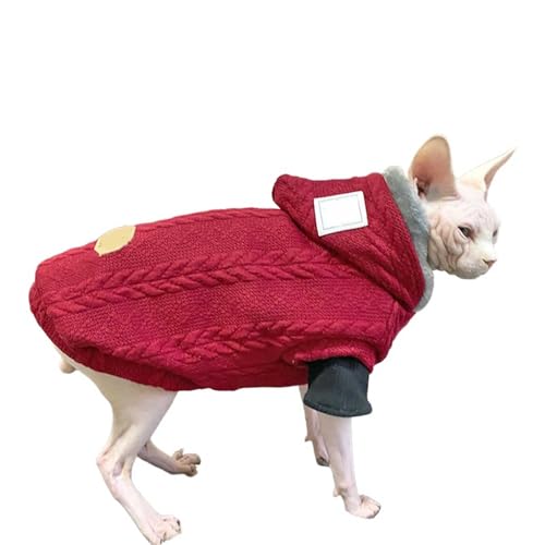 UOSIA Sphynx Katze Strick Hoodie Weste Dicke Warme Fleece Katze Hoodie Jacke Rote Knopf Bequeme Haarlose Katzen Kleidung Für Devon, Cornish, Kleine Kätzchen UOSIA Sphynx Katze Strick Hoodie Weste Dicke Warme Fleece Katze Hoodie Jacke Rote Knopf Bequeme Haarlose Katzen Kleidung Für Devon, Cornish, Kleine Kätzchen von UOSIA