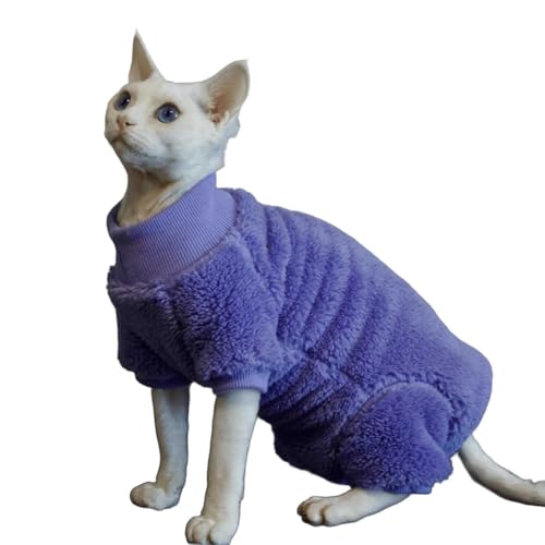 UOSIA Sphynx-Katzen-Winterkleidung Weicher Fleece-Rollkragenpullover für haarlose Katzen Bequemer Warmer Schlafanzug mit Ärmeln für Cornish- und kleine UOSIA Sphynx-Katzen-Winterkleidung Weicher Fleece-Rollkragenpullover für haarlose Katzen Bequemer Warmer Schlafanzug mit Ärmeln für Cornish- und kleine von UOSIA