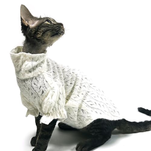 UOSIA Sphynx Katzenhemd, Elegantes weißes Spitzen-T-Shirt für Haustiere, weich, leicht, atmungsaktiv, dünn, haarlos, Katzenkleidung für Frauen UOSIA Sphynx Katzenhemd, Elegantes weißes Spitzen-T-Shirt für Haustiere, weich, leicht, atmungsaktiv, dünn, haarlos, Katzenkleidung für Frauen von UOSIA