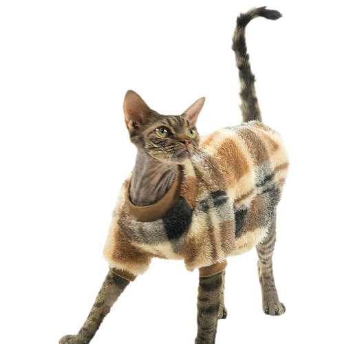 UOSIA Sphynx -Katzenpullover Für Haarlose Katzen Dickes Warmes Fleece Winter Kätzchen Pyjamas Fashion Cat Outfit Für Devon Rex von UOSIA