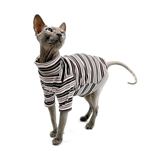 UOSIA Sphynx-haarlose Katzenkleidung, gestreifter Pullover, Katzen-T-Shirt, Haustier-Sommerkleidung für Cornish Rex, Devon Rex, Peterbald, kleine Hunde UOSIA Sphynx-haarlose Katzenkleidung, gestreifter Pullover, Katzen-T-Shirt, Haustier-Sommerkleidung für Cornish Rex, Devon Rex, Peterbald, kleine Hunde von UOSIA