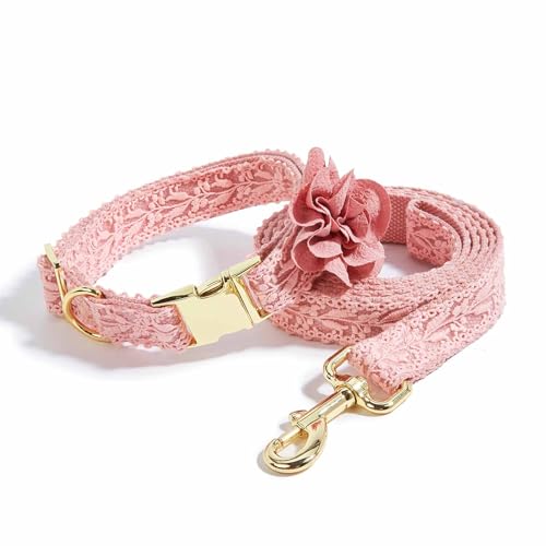 UOSIA Spitzen-Hundehalsband für Hündinnen, weich, groß, für Mädchen, Hundehalsband und Leine, Set, handgefertigt, bestickt, Haustier-Hochzeitshalsband, verstellbare Blumen, mittelgroße Hundehalsband UOSIA Spitzen-Hundehalsband für Hündinnen, weich, groß, für Mädchen, Hundehalsband und Leine, Set, handgefertigt, bestickt, Haustier-Hochzeitshalsband, verstellbare Blumen, mittelgroße Hundehalsband von UOSIA