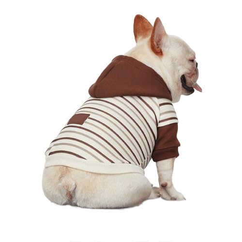 UOSIA Streifen-Bulldoggen-Hoodie Weicher und Warmer modischer Hoodie-Pullover für Hunde mit Streifenmuster in Kaffeefarben 2-Bein-Pullover für kleine Hunde für kaltes Wetter UOSIA Streifen-Bulldoggen-Hoodie Weicher und Warmer modischer Hoodie-Pullover für Hunde mit Streifenmuster in Kaffeefarben 2-Bein-Pullover für kleine Hunde für kaltes Wetter von UOSIA