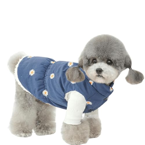 UOSIA Süße Hundeweste Fleece-Winterjacke mit Knöpfen Winddichte Schneekleidung mit Blumenmuster Warme Jacke für kleine Hunde von UOSIA