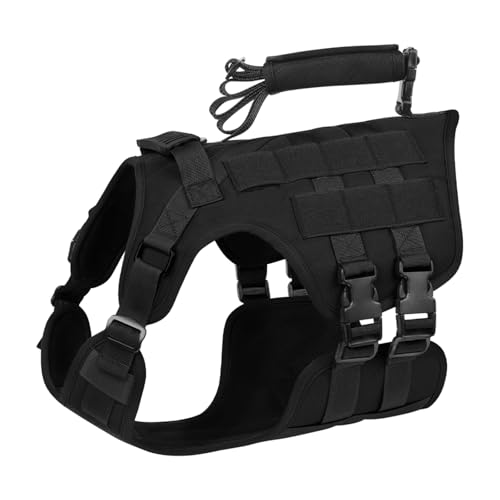 UOSIA Tactical Dog Harness Mit Verstellbarer Leine - No-Pull Dog Harness Weste Mit Griff & Reißverschluss Aufbewahrungstasche Für Mittlere Große Hunde von UOSIA