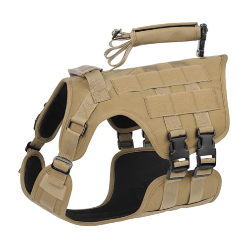 UOSIA Tactical Dog Harness Mit Verstellbarer Leine - No-Pull Dog Harness Weste Mit Griff & Reißverschluss Aufbewahrungstasche Für Mittlere Große Hunde von UOSIA