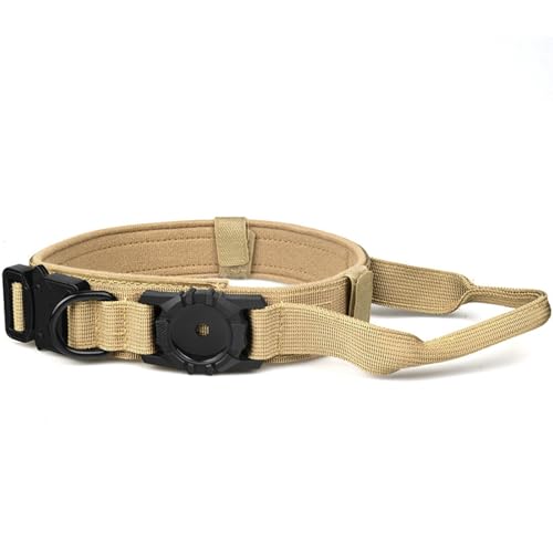 UOSIA Tactical Militär Hundehalsband Mit Airtag Halter – Verstellbares Nylon Hundehalsband, Heavy Duty Griff, Zink Legierung D-Ring Schnalle Für Mittlere Große Hunde von UOSIA