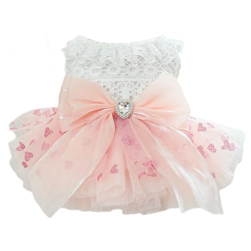 UOSIA Valentine Hund Prinzessin Kleid Mit Bowknot Niedlich Herz Muster Hund Tutu Rock Katze Weste Kleid Für Kleine Hunde Kätzchen Welpen von UOSIA