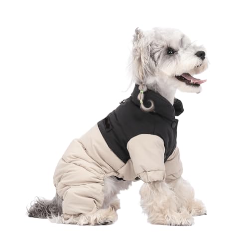 UOSIA Vier Beine Winter Hund Mantel Winddichte Warme Kleine Hund Jacke Mit D-Ring wasserdichte Vollkörper Welpen Jacke Mode Druckknopf Haustier Daunenjacken von UOSIA