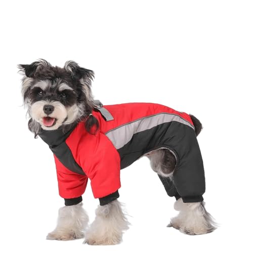 UOSIA Warme Fleece-Hundemäntel Modische reflektierende Pufferjacke für Welpen für kaltes Wetter mit D-Ringen Verstellbarer Farbiger Patchwork-Schneeanzug für kleine Hunde von UOSIA