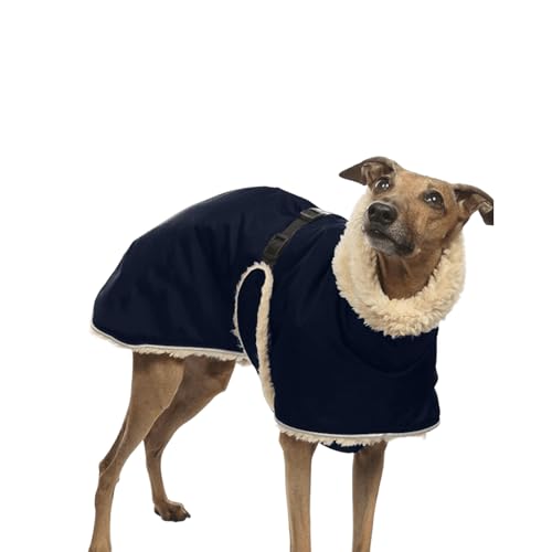 UOSIA Warme Hund Fleece Jacke Winddichte Italienische Greyhound Kleidung Mit Pelzigem Kragen Dicke Winter Whippet Hund Mantel Schneejacken Für Mittlere Große Hunde von UOSIA