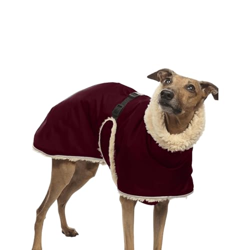 UOSIA Warme Hund Fleece Jacke Winddichte Italienische Greyhound Kleidung Mit Pelzigem Kragen Dicke Winter Whippet Hund Mantel Schneejacken Für Mittlere Große Hunde von UOSIA