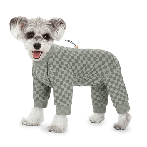 UOSIA Warmer Fleece-Hundepyjama Verstellbarer Pullover für Welpen mit Karomuster für kaltes Wetter modischer Rollkragenpullover Winterkleidung für Hunde mit Vier Beinen von UOSIA