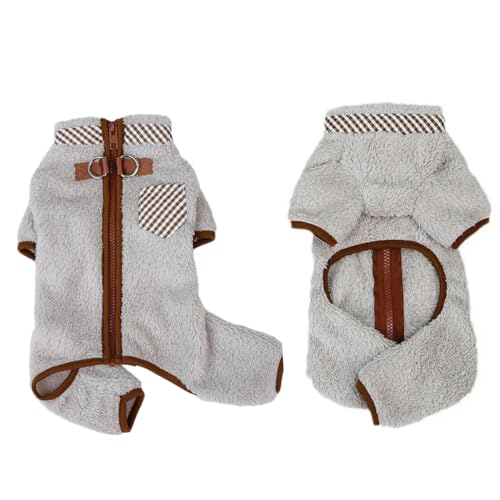 UOSIA Warmer Hunde-Schneemantel für den ganzen Körper, Winter-Pyjama, weicher Thermo-Body, Hundemantel mit Beinen und Geschirr für kleine und mittelgroße Hunde von UOSIA