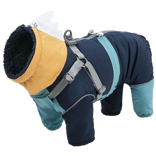 UOSIA Warmer Hundemantel Mit Harness Eingebaut In Reflektierend Verstellbarer Hai Greyhound Fleece Jacke Mit Reißverschluss Vierbeiniger Hundemantel Für Mittlere Große Hunde von UOSIA