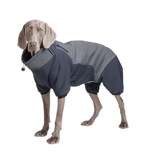 UOSIA Warmer Hundemantel wasserdichte Jacke mit Reißverschluss und Rollkragen Verstellbar Reflektierend Für große Hunde Wintermantel mit Beinen von UOSIA