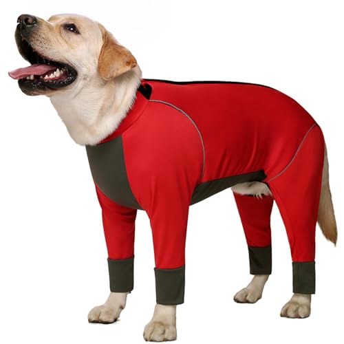 UOSIA Wasserdichter Hundespringanzug mit Rollkragen und Reißverschluss, dehnbarer Hundepyjama, Leichter Sportanzug für große und mittelgroße Hunde von UOSIA