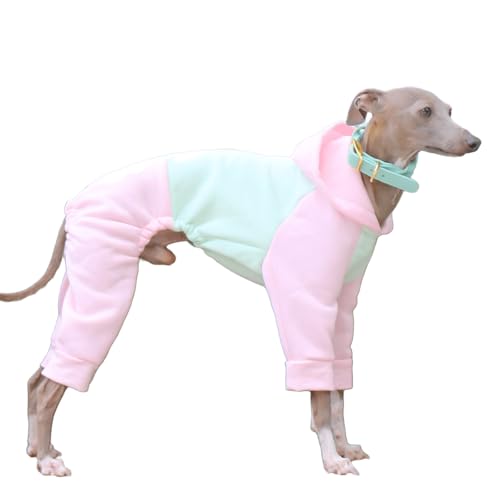 UOSIA Weicher Hundepyjama für Whippet-Mode Vierbeinige leichte Hundekapuzenjacke Greyhound-Onesie-Kleidung Wintermantel-Overall für mittelgroße Hunde von UOSIA
