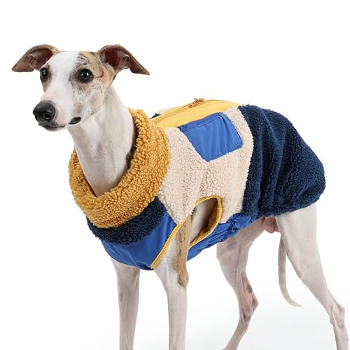 UOSIA Whippet Hundemantel Verstellbare Fleece-Hundejacke mit hohem Kragen und Reißverschluss Modischer ärmelloser Mantel für kaltes Wetter für italienische Windhunde von UOSIA