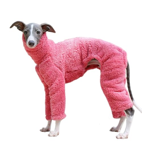 UOSIA Winter-Windhund-Kleidung, weicher Fleece-Hunde-Overall, Schlafanzug, Rollkragen, langärmelig, Sweatshirt, niedlicher Hundemantel für italienische Windhunde, Whippet, Hirsch, Bedlington Terrier von UOSIA