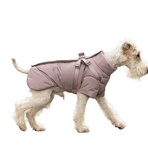 UOSIA Wintermantel für Hunde mit integriertem Geschirr wasserdichte Pufferjacke für Welpen Wram Weste Verstellbarer Rollkragenpullover Hundemantel für kaltes Wetter mit Reißverschluss von UOSIA